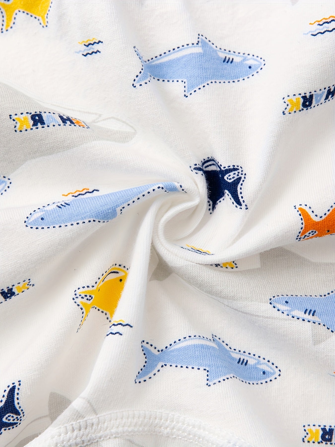 4pcs Soft Cotton Blend Boys' Boxer Briefs - Cute Cartoon Shark & Fish Designs, Comfortable & Breathable, Mixed Colors with Elastic Waistband - Ideal for All Seasons, Boxer Shorts