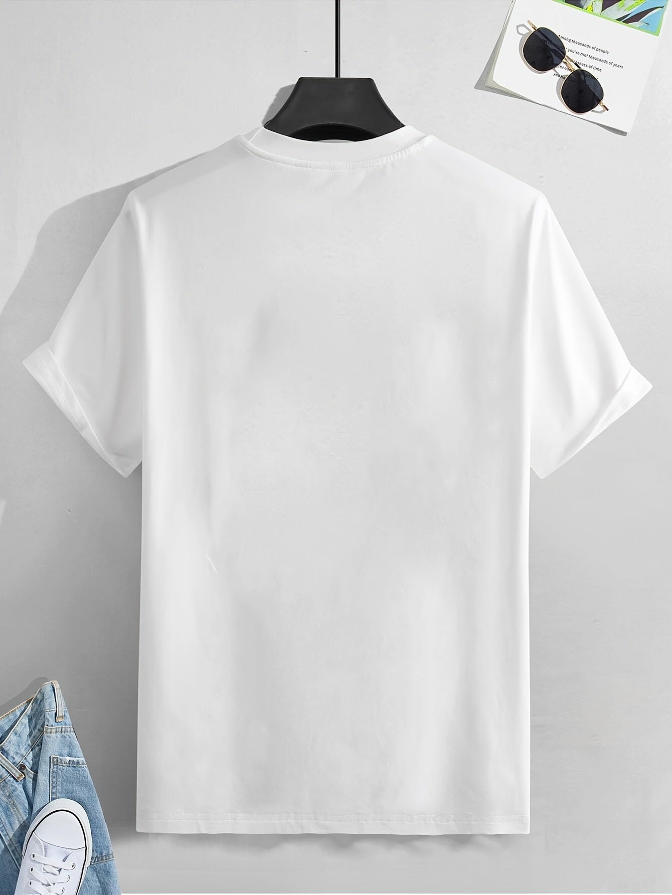 Youth Summer T-Shirt, 95% Polyester 5% Elastane, Casual Crew Neck Top with Geometric Headphones Print, Slight Stretch Knit Fabric, 200gsm, Regular Fit for Teen Boys