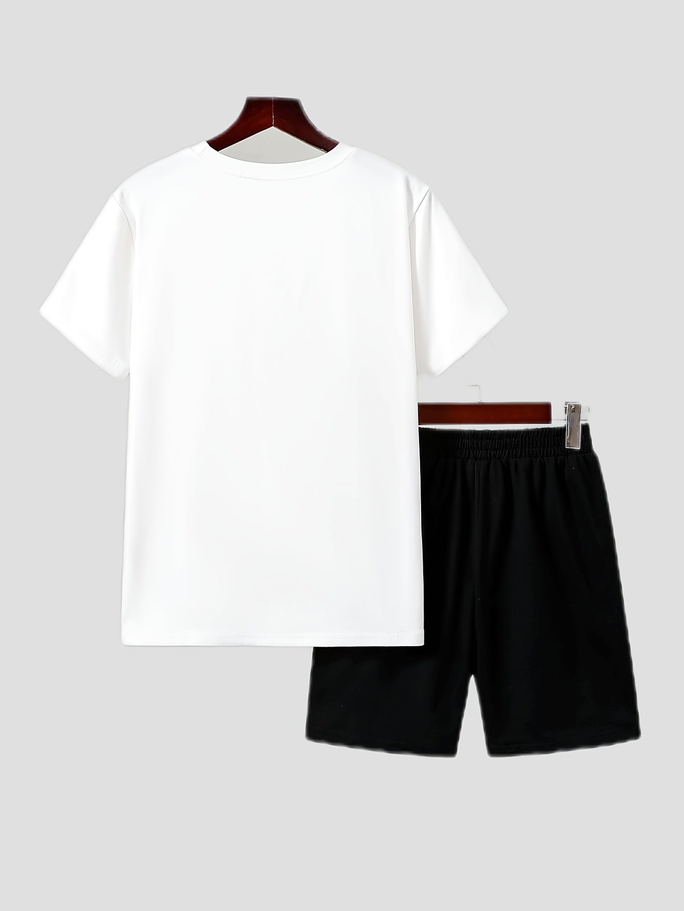 Outdoor Fashion Casual Summer Suit for Medium and Large Boys, Boy's Short Sleeve Set, Boy's Shorts Set, Colorful Print Beach Vacation Style, Perfect for Outdoor