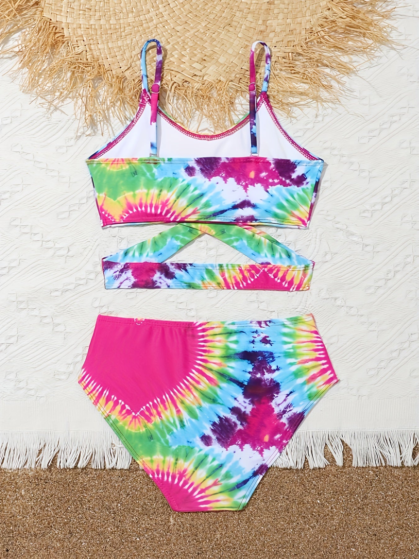 Girl's Heart Print Bikini Swimsuit