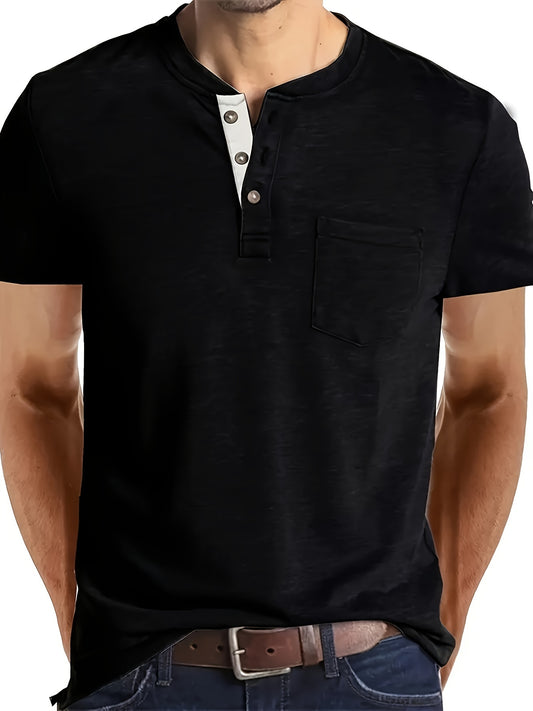 Men'S Short-Sleeve Breathable Henley Shirt for Sports