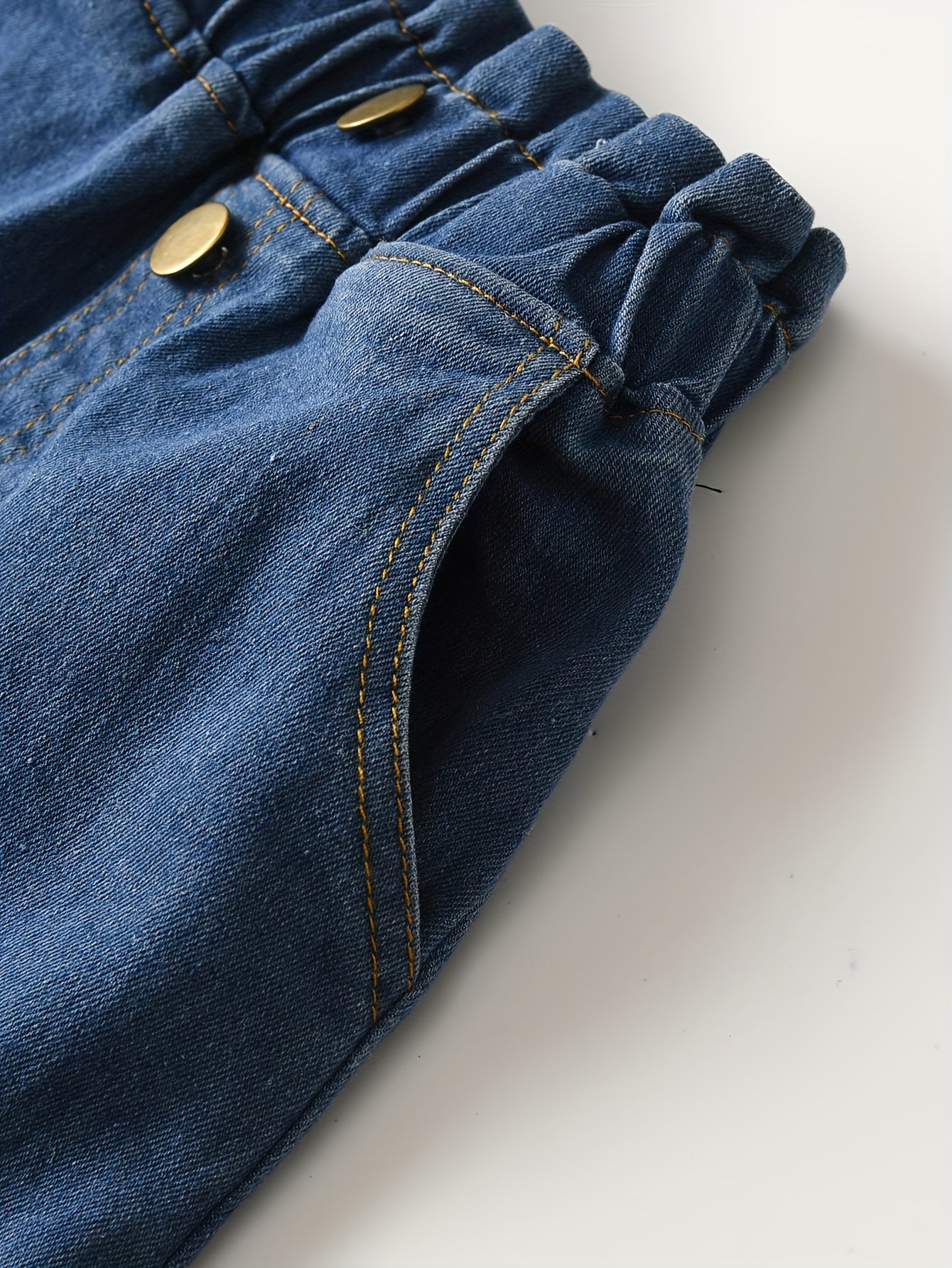 The Little Summer Casual And Comfortable Denim Shorts with Paper Bag Waist And Rolled Edges Are Perfect for Everyday Outings, for Outdoor