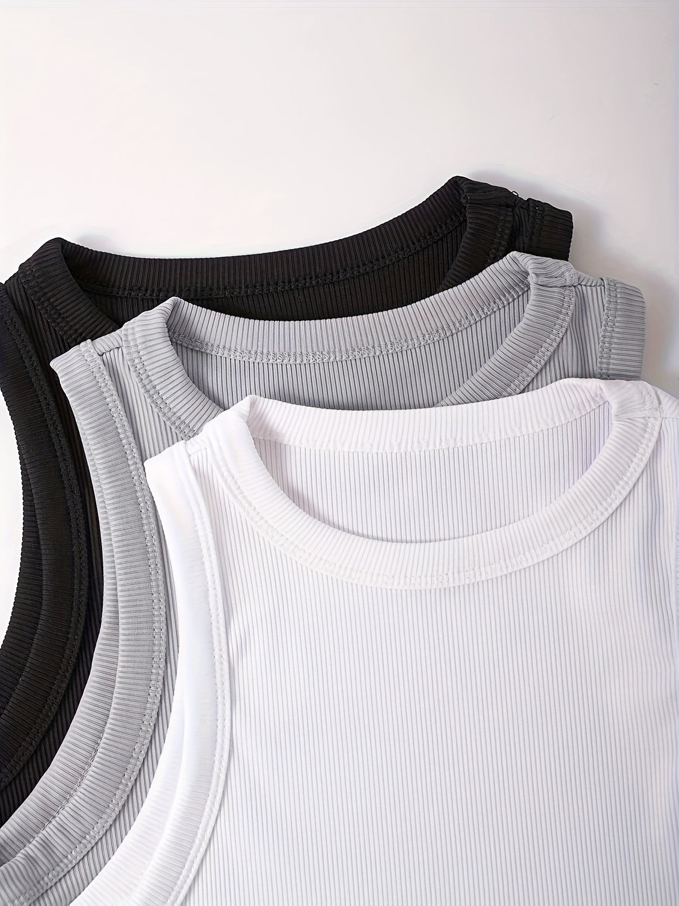 Three Solid Color Women'S Vests, Summer Casual Ladies Tops