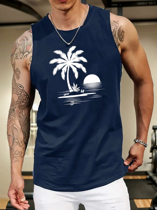 Beach Sunset Men's Casual Breathable Comfy Sleeveless Tank Tops