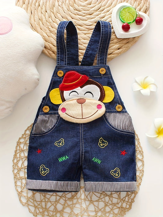 Baby Boys Monkey And Bear Pattern Bib Pants Overalls For Spring Summer And Autumn Baby Clothes