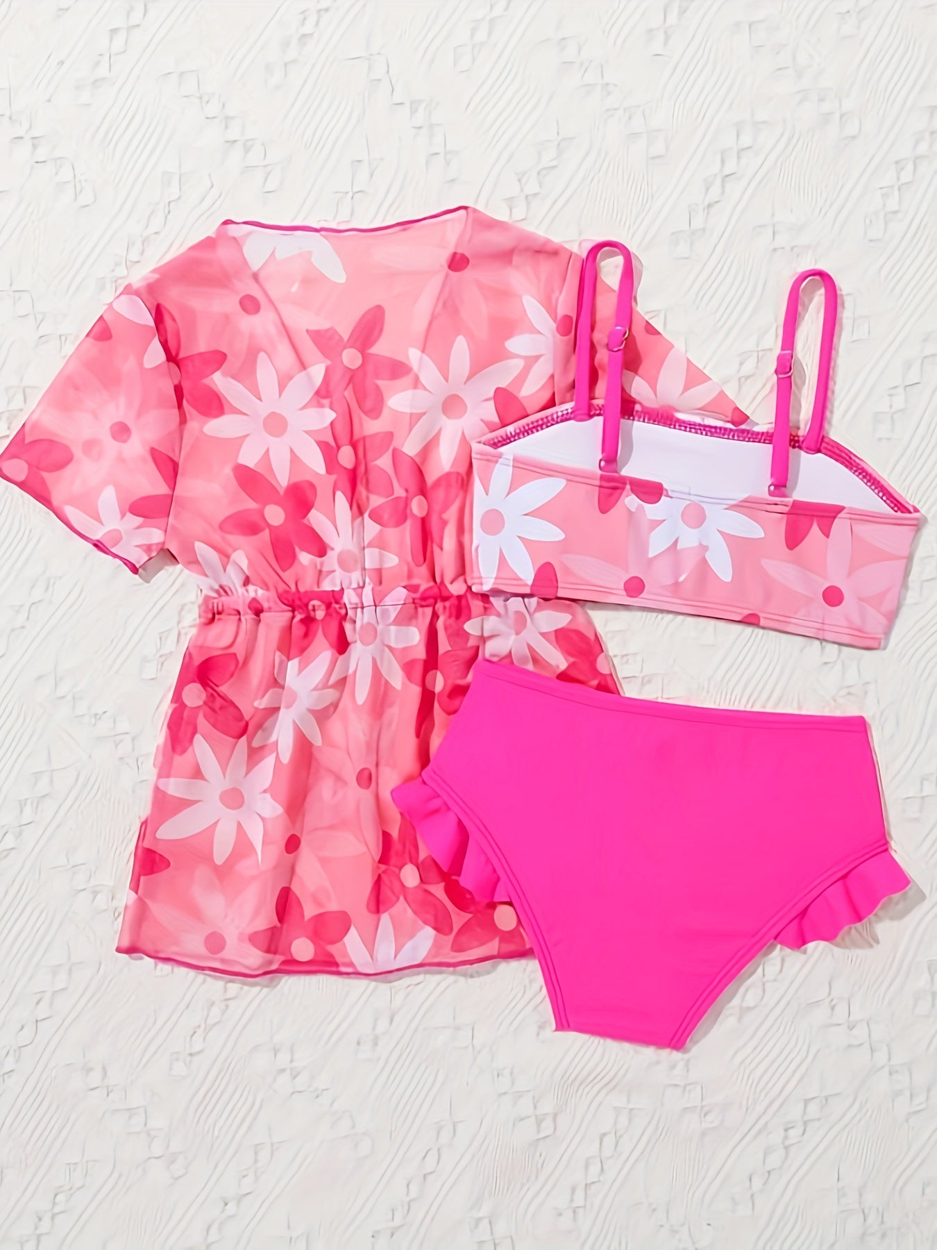 Girls' Three-Piece Swimsuit Beach Sun Protection Set
