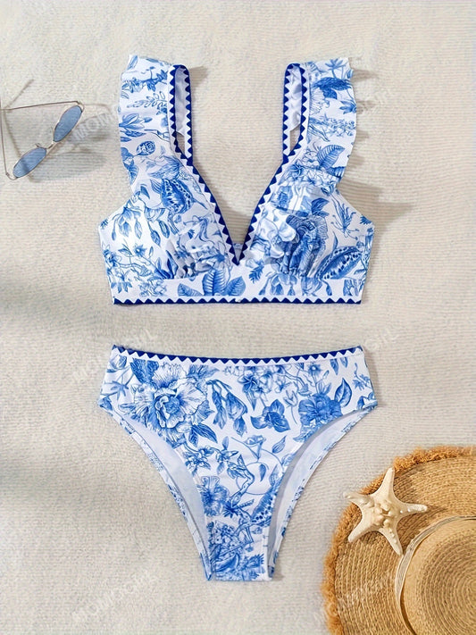Women's Digital Print Bikini Two Piece Set