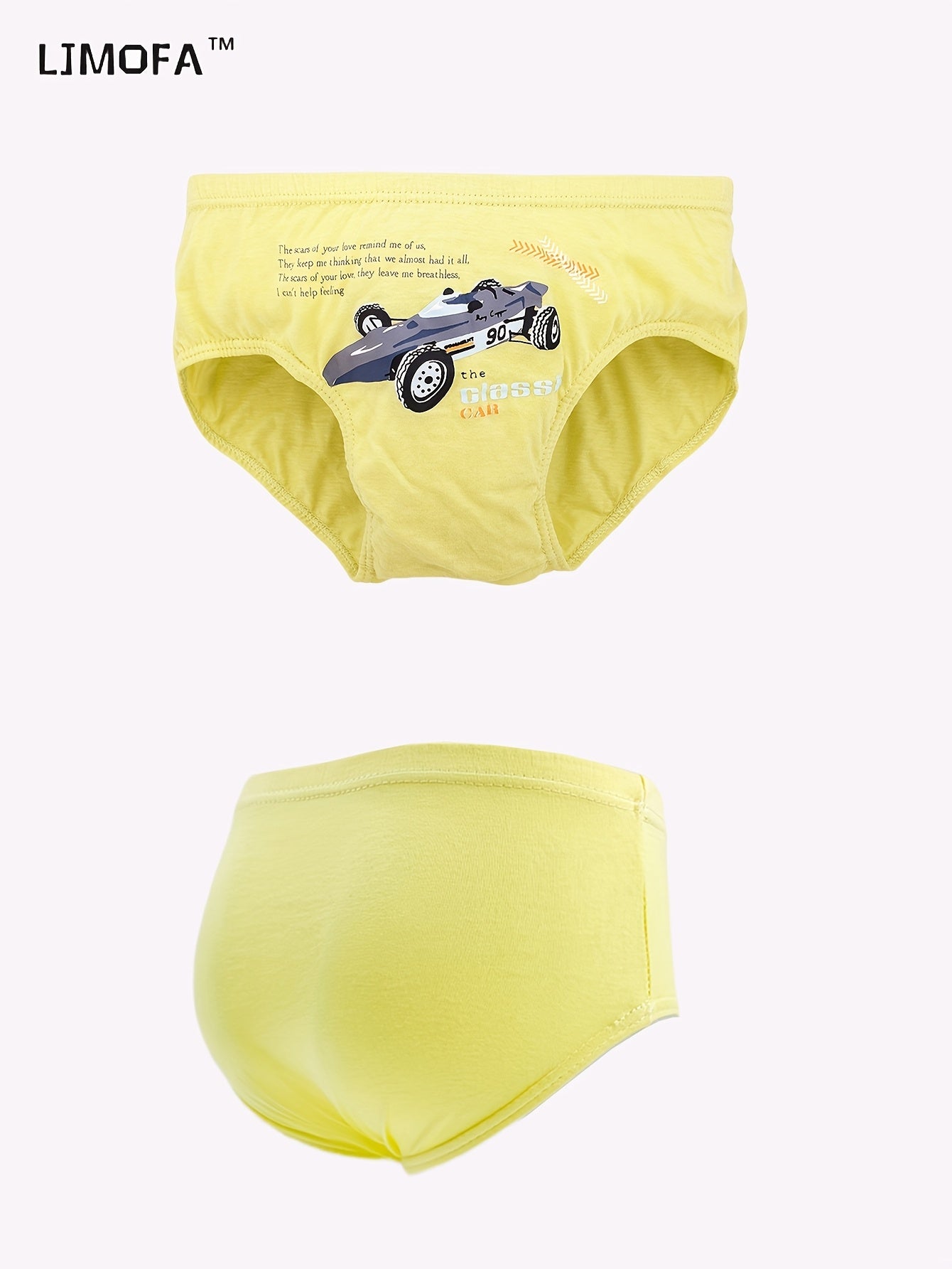 LJMOFA 5pcs Cotton Briefs for Boys with Cartoon Racing Car Print, Skinny Fit, Knit Fabric, All-Season Wear