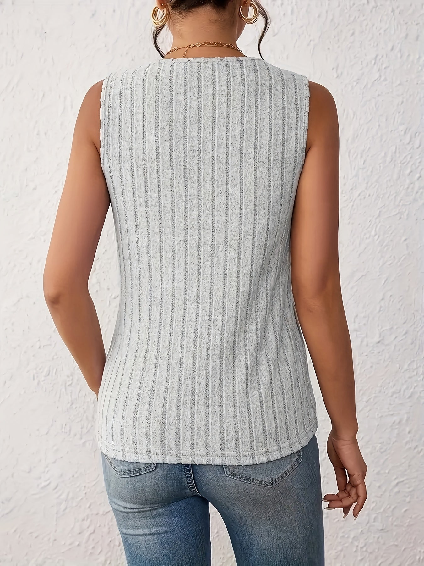 3pcs Women'S V-Neck Sleeveless Vest, Soft and Elastic Polyester Blended, Machine Washable, Green, Gray and Pink, for Summer Vacatio