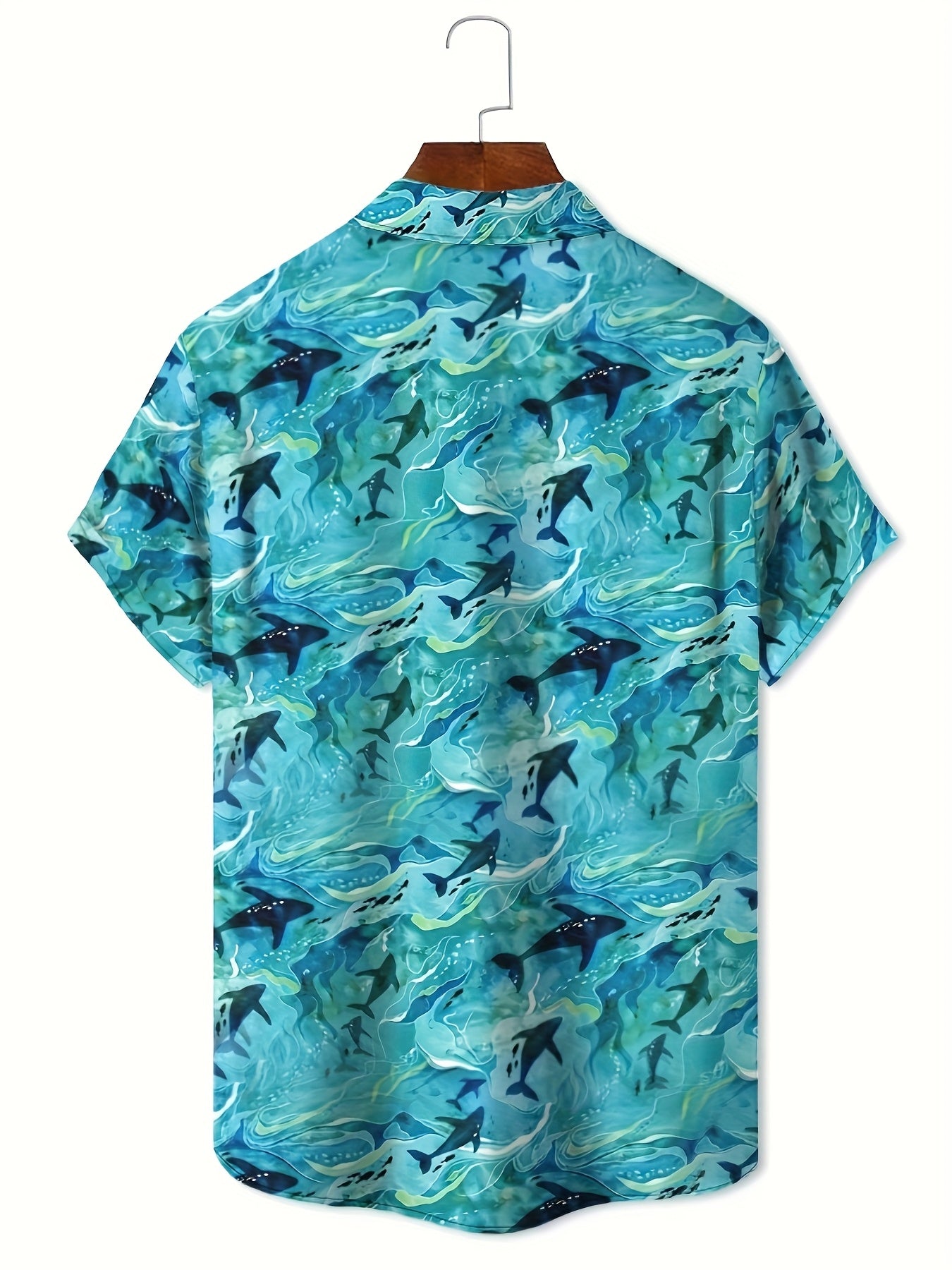 Men'S Casual Summer Outdoor Shirt, Hawaiian Shirt, Featuring a High-Definition 3D Print of a Small Shark, with a Lightweight And Comfortable Fit, Perfect for Beach Vacations.