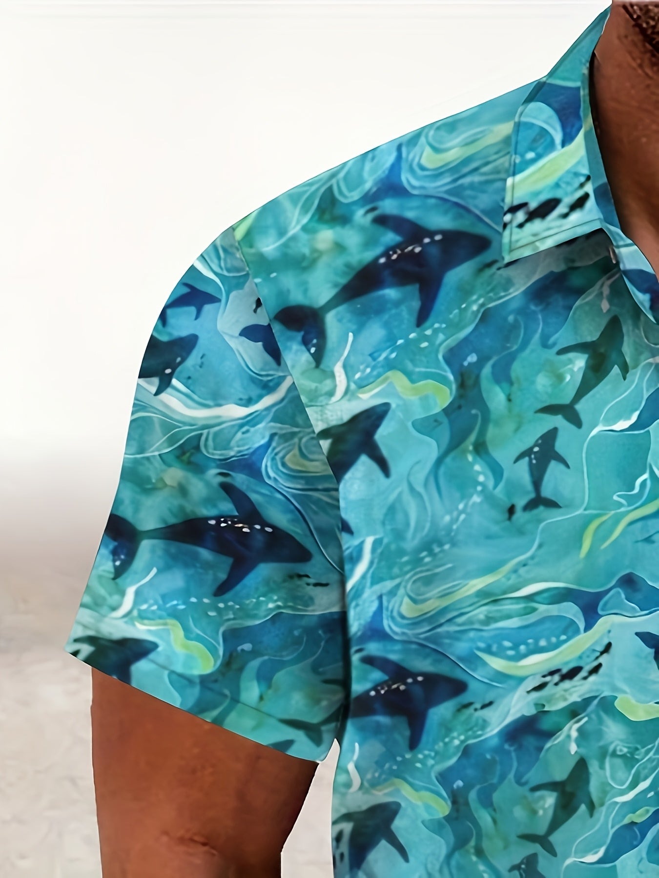 Men'S Casual Summer Outdoor Shirt, Hawaiian Shirt, Featuring a High-Definition 3D Print of a Small Shark, with a Lightweight And Comfortable Fit, Perfect for Beach Vacations.