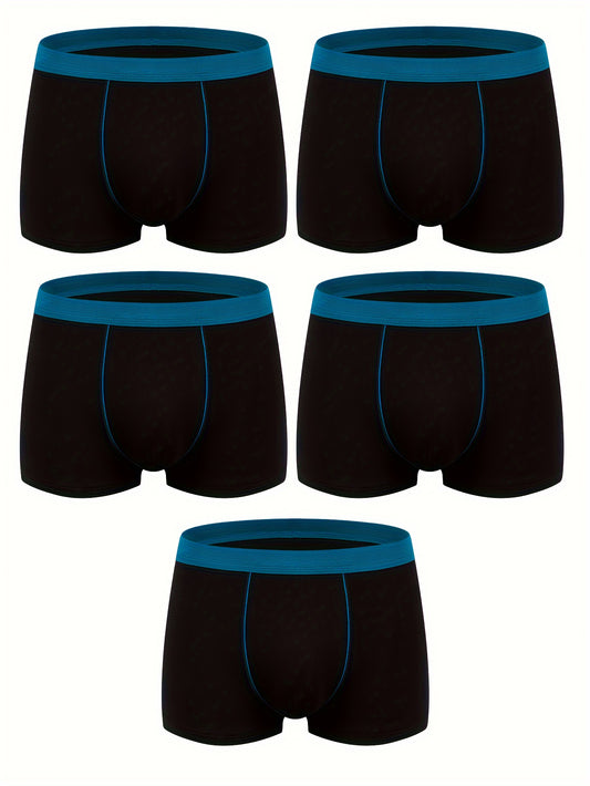 5pcs Men's Plus Size Cotton Boxer Briefs - Breathable, Comfort Fit Underwear with Stretch, PLUS SIZE