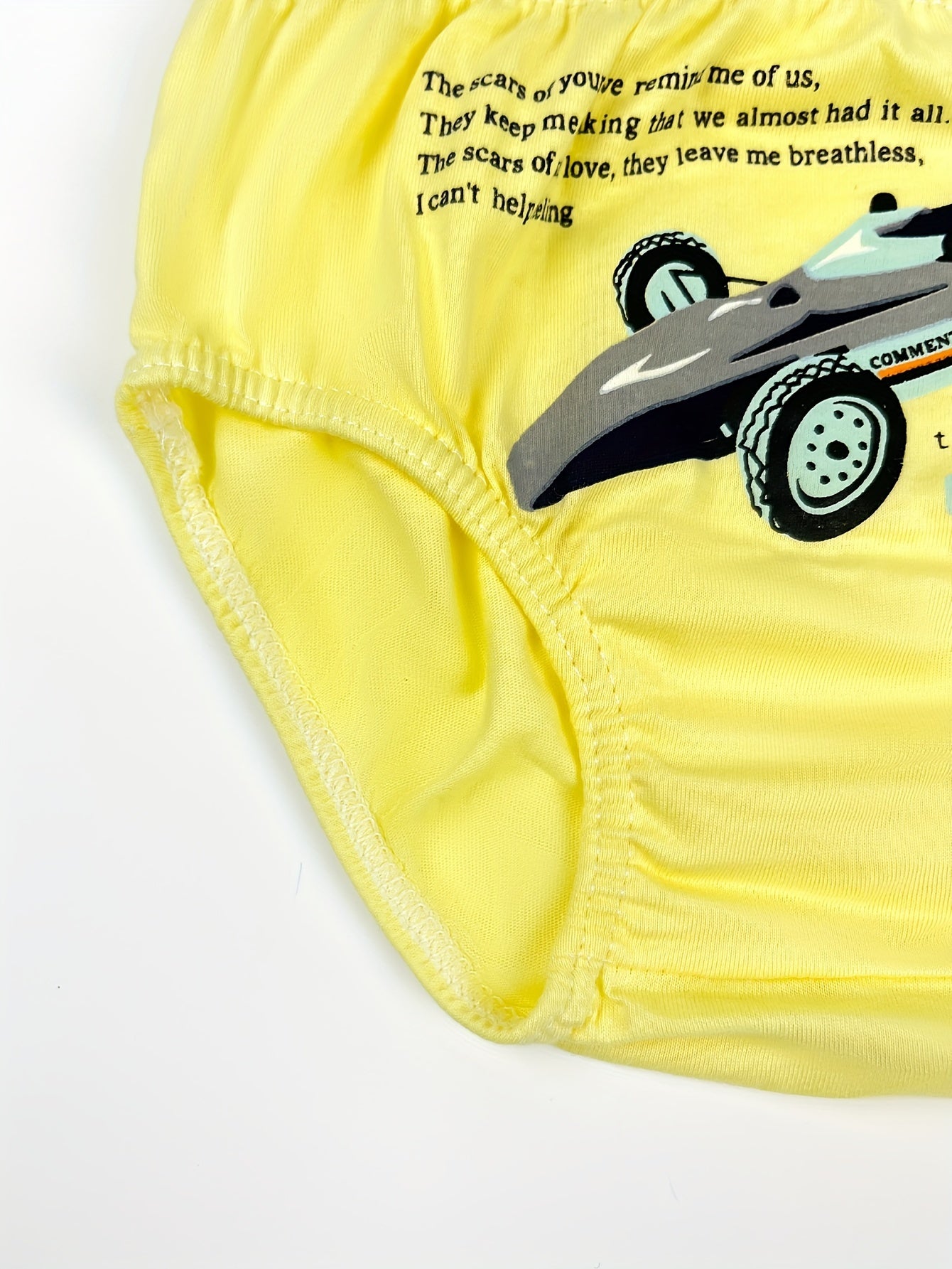 LJMOFA 5pcs Cotton Briefs for Boys with Cartoon Racing Car Print, Skinny Fit, Knit Fabric, All-Season Wear