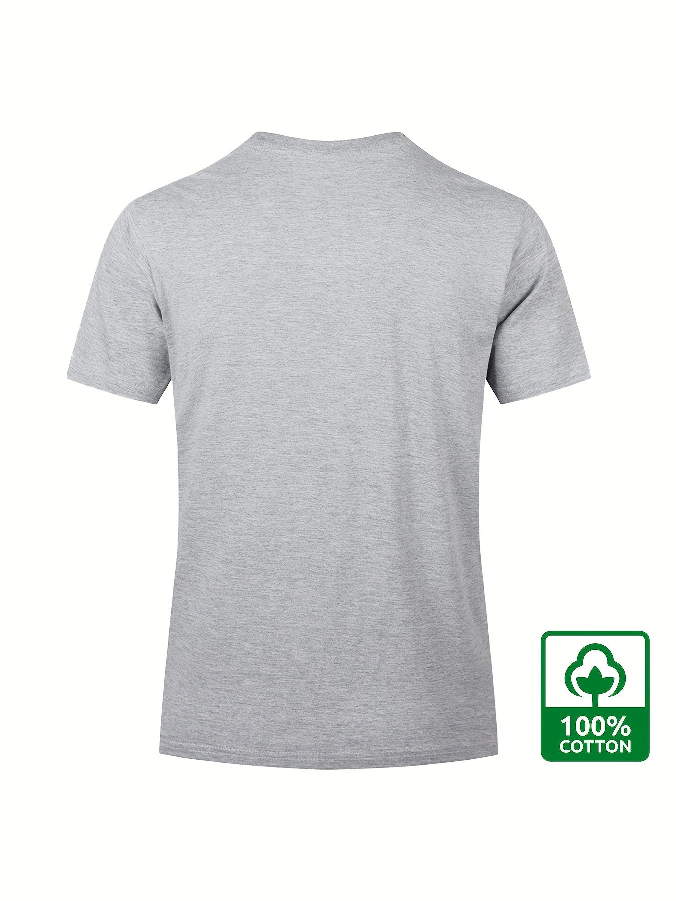 Men'S Casual Short Sleeve T-Shirt, 100% Cotton, Anchor Print, Regular Fit, Crew Neck, Stretch Fabric, Standard Length, Fashionable Sportswear