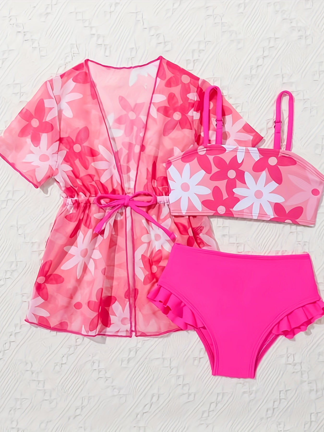 Girls' Three-Piece Swimsuit Beach Sun Protection Set