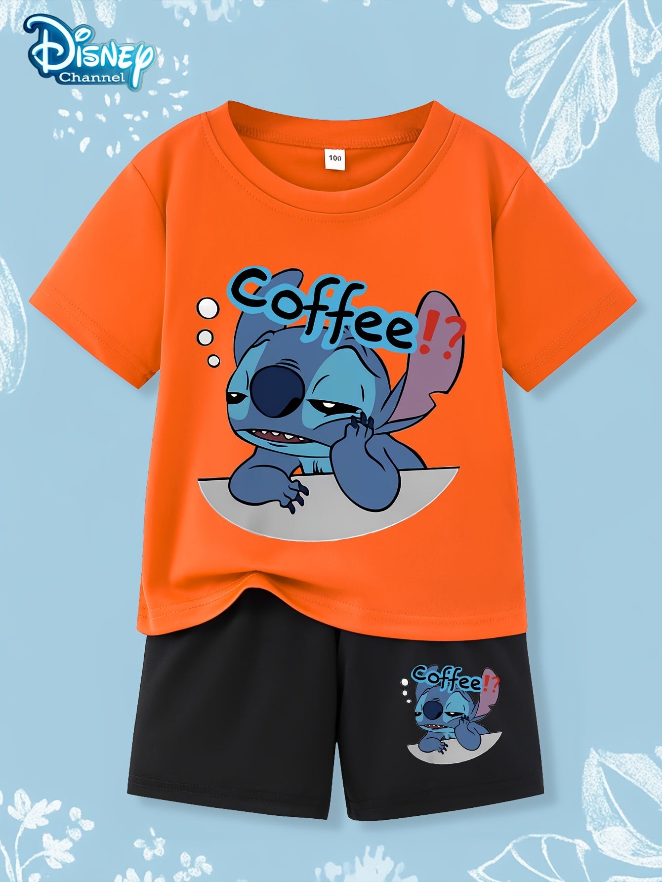 Stitch Coffee Graphic T-Shirt & Shorts Set - Casual Summer Outfit for Boys and Girls, Breathable Knit Fabric, Perfect for Daily Wear and Outdoor Activities, Ideal Holiday Gift, Youngsters Casual Wear|Playful Design|Comfortabl