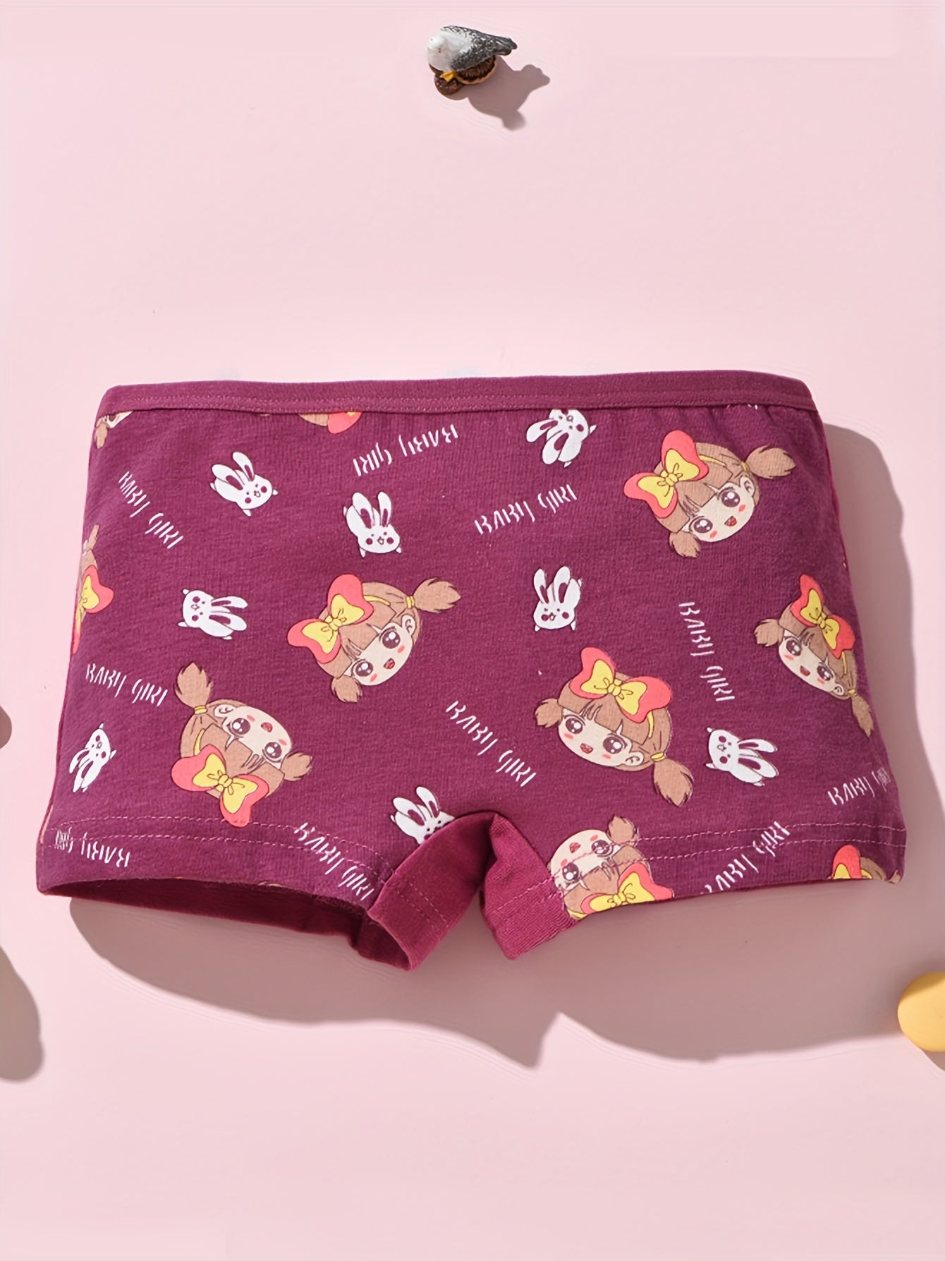 4pcs Cute Girls' Cotton Boxer Briefs with Cartoon Print - Breathable, Sweat Absorbent & Comfort Fit for All Seasons, Double-layer Crotch, 95% Cotton