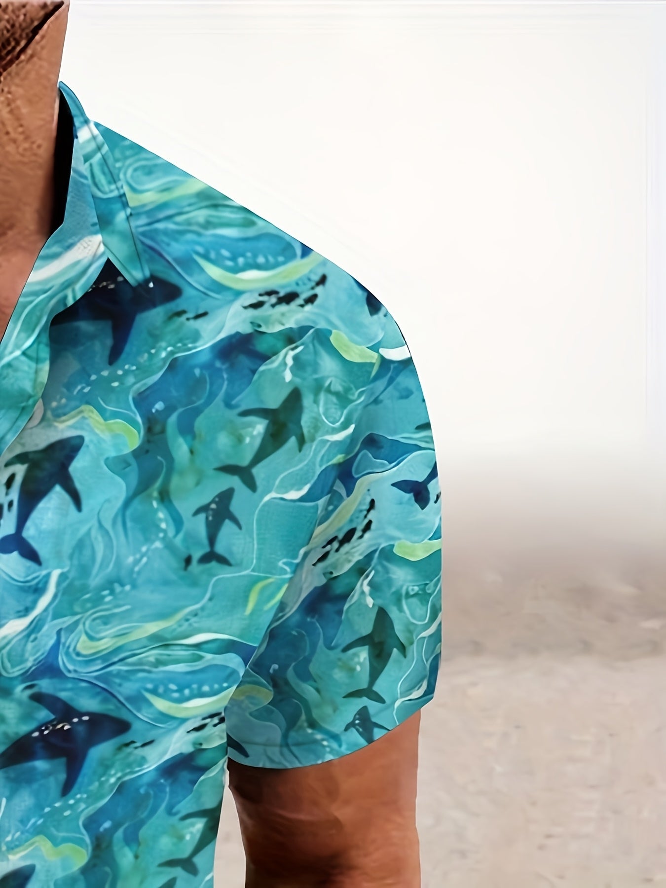 Men'S Casual Summer Outdoor Shirt, Hawaiian Shirt, Featuring a High-Definition 3D Print of a Small Shark, with a Lightweight And Comfortable Fit, Perfect for Beach Vacations.